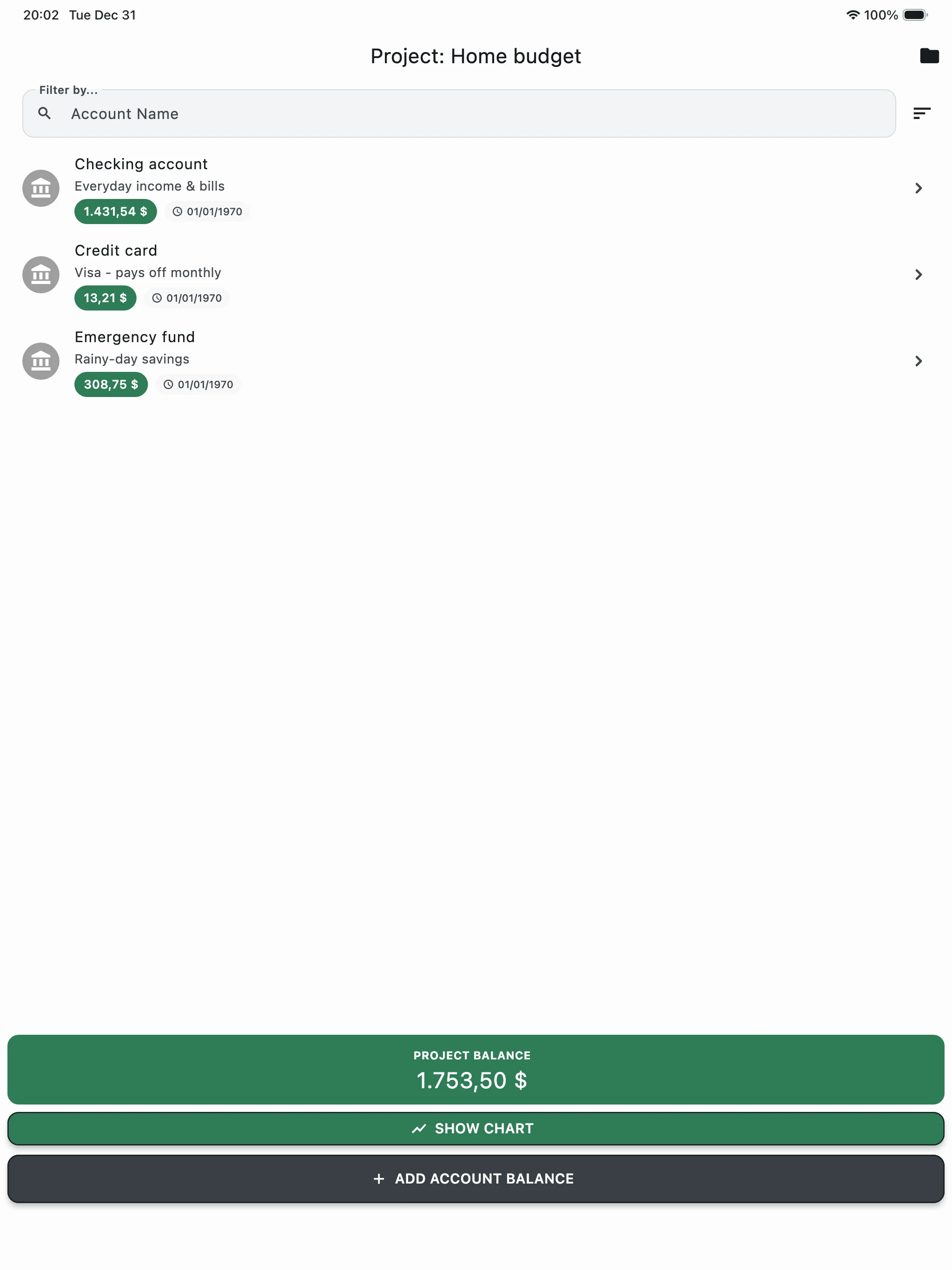 Account Balance T screenshot