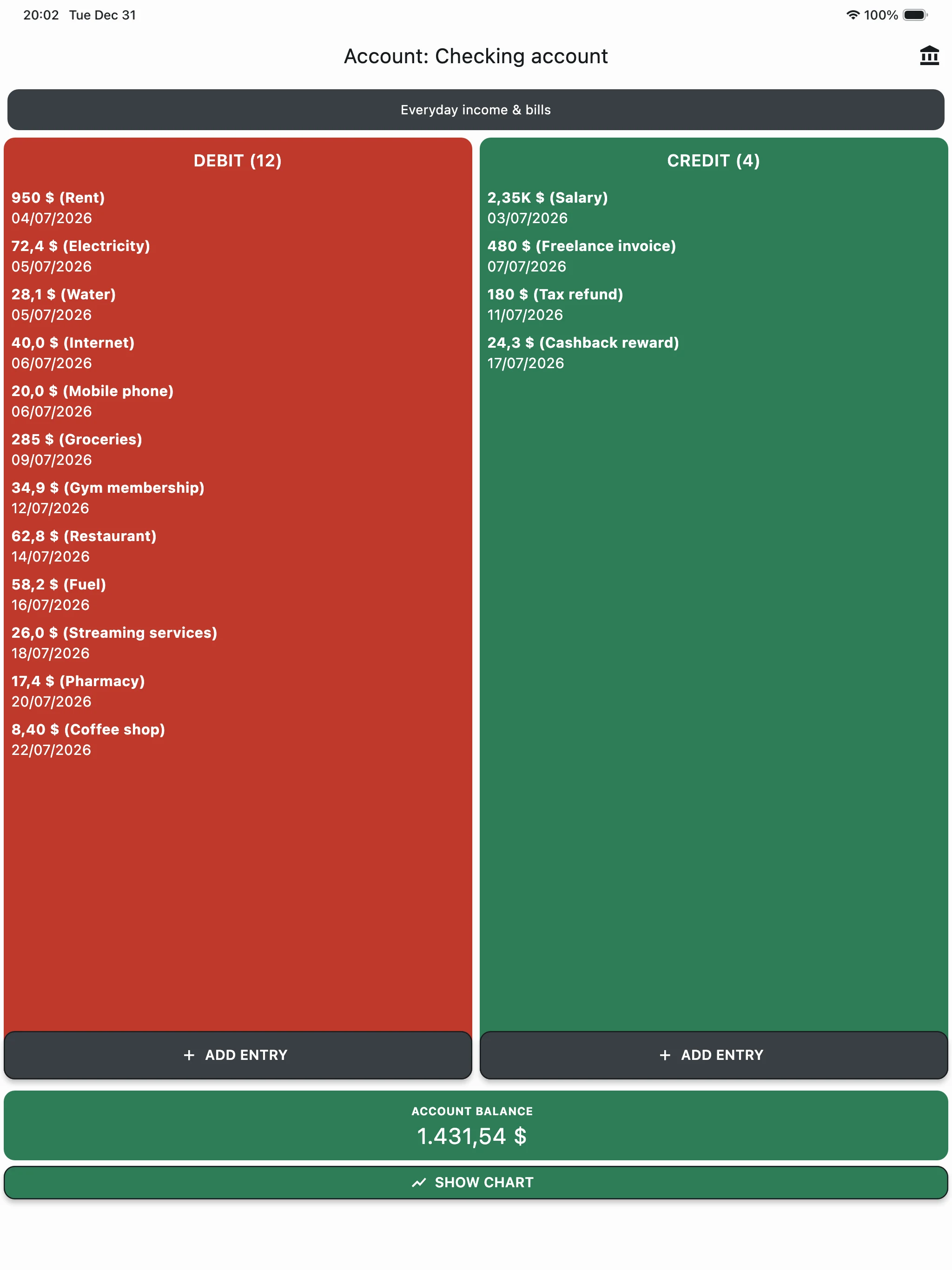 Account Balance T screenshot