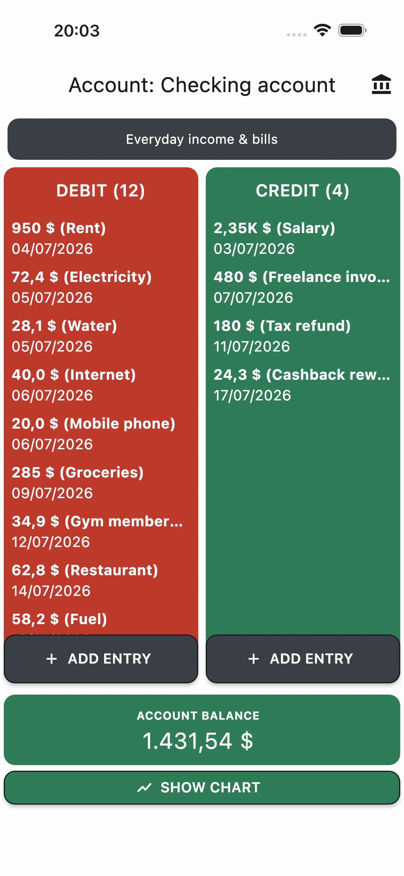 Account Balance T screenshot